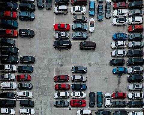 aerial photography of cars on parking lot