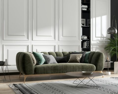 green and brown sofa chair