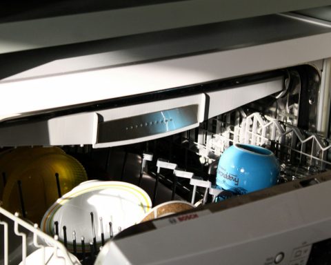 blue and white cooking pot on stove